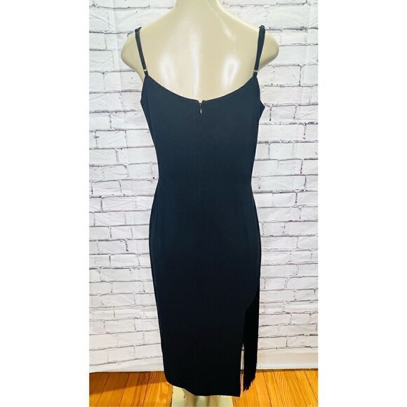 Dress The Population Womens Black Fringe Rory Midi Sheath Dress Size XL NWOT - Picture 7 of 11